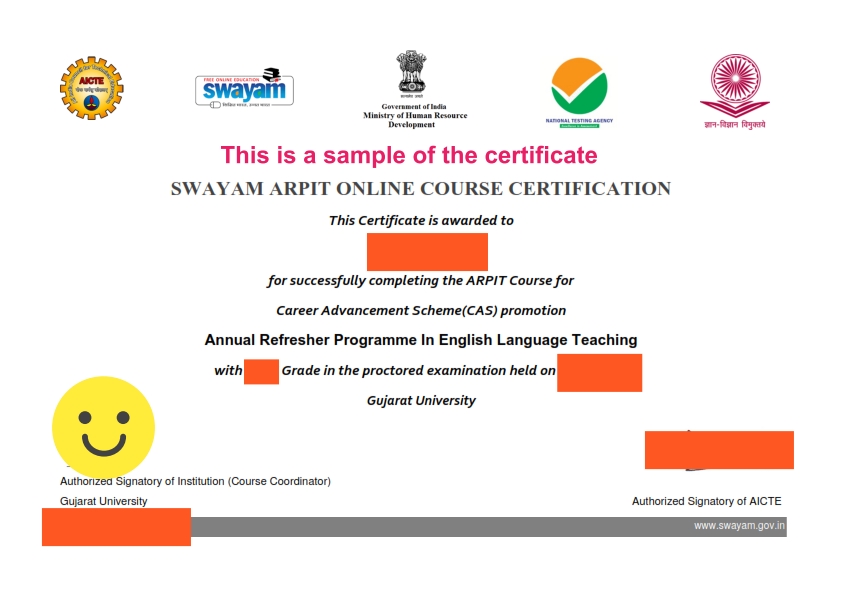 Sample Certificate